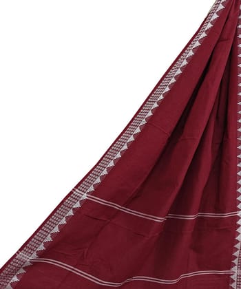 Maroon Sambalpuri Handwoven Single Ikat Cotton Dupatta SFCDUP2351