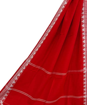 Red Sambalpuri Handwoven Single Ikat Cotton Dupatta SFCDUP2352