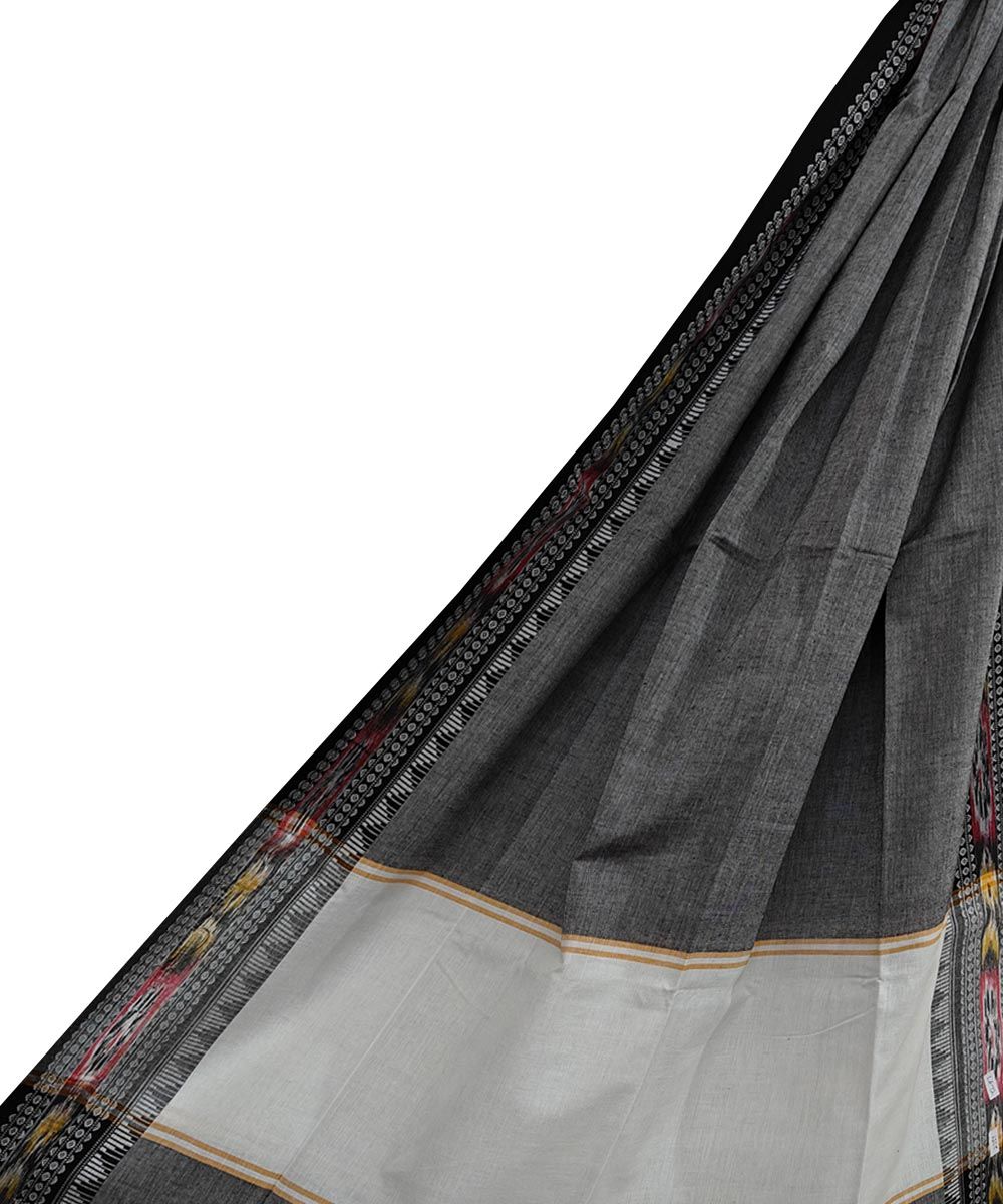 Gray Sambalpuri Handwoven Single Ikat Cotton Dupatta SFCDUP2354