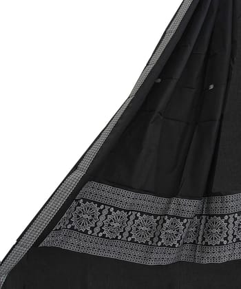 Black Sambalpuri Handwoven Cotton Dupatta SFCDUP2357