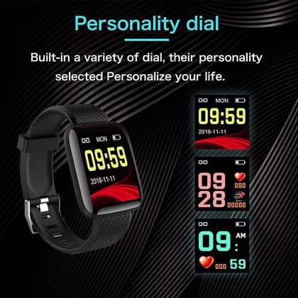 Smart Watch for Men, Women, Boys, Girls, Kids – Single Touch Interface, Water Resistant, Workout Modes Quick Charge Sports Smartwatch Black
