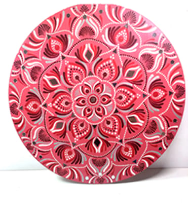 Hand-Painted Dot Mandala Art - 12 Inch Pink Circular Wall Decor