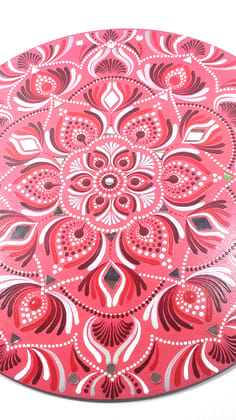 Hand-Painted Dot Mandala Art - 12 Inch Pink Circular Wall Decor