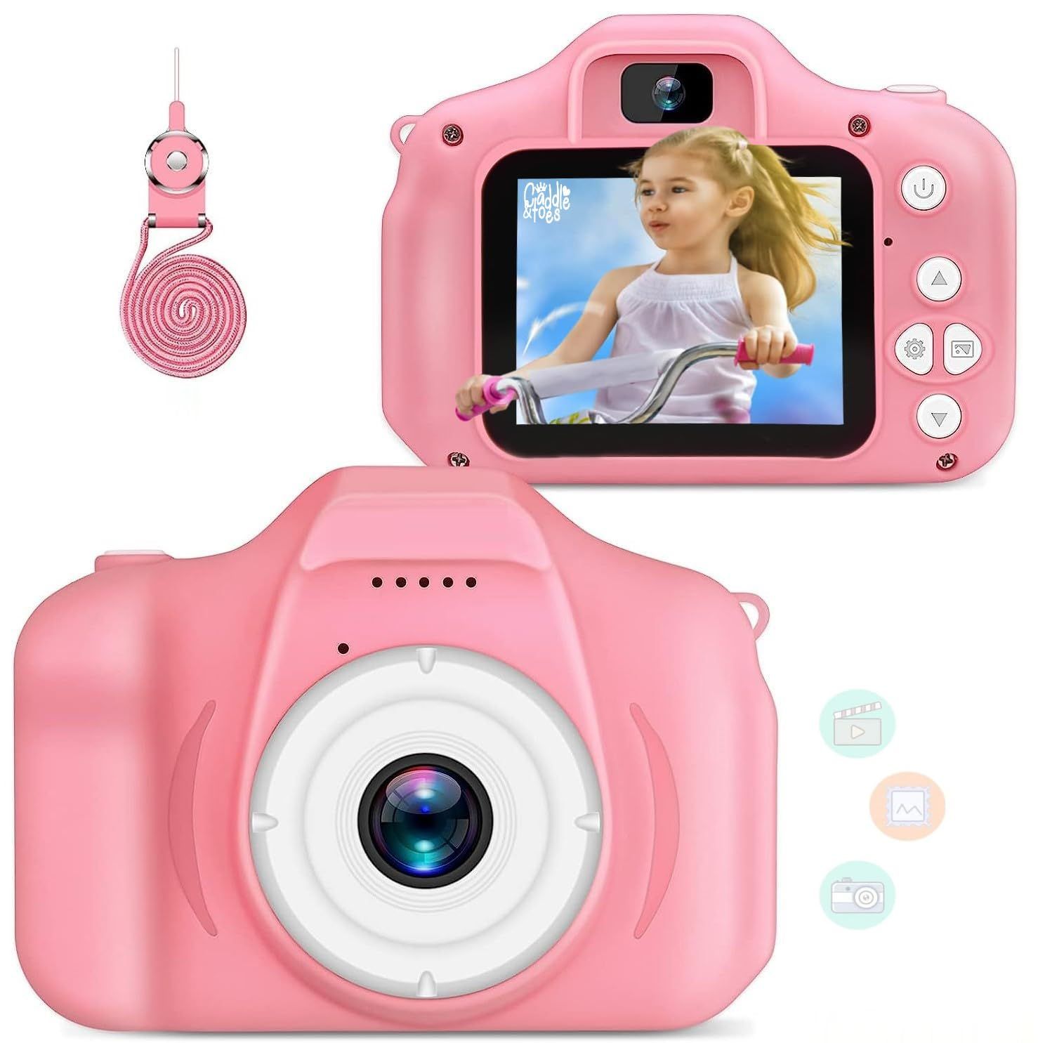 CADDLE & TOES Kids Camera for Girls Boys,Kids Selfie Camera 13MP 1080P HD Digital Video Camera for Toddler,Christmas Birthday Gifts for 4+ to15 Years Old Children (Pink) (Pink) CADDLE & TOES Kids Camera for Girls Boys,Kids Selfie Camera 13MP 1080P HD Dig