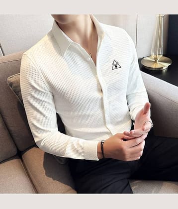 bluecorp enterprise Cotton Blend Regular Fit Popcorn Textured Full Sleeves Men's Casual Shirt - Black ( Pack of 1 )