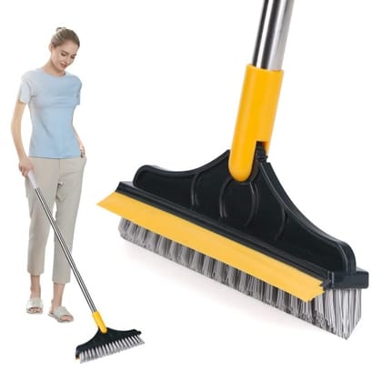 Heavy Duty 2-in-1 Bathroom Cleaning Brush with Built-in Squeegee & 120° Rotating Head – Wall & Floor Scrubber for Tiles, Glass, Corners & Hard-to-Reach Areas – Heavy Duty Bathroom Cleaning Tool & Cleaning Brush  (Original Quality)