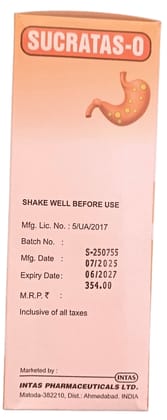 Sucratas-O Sucralfate and Oxetacaine Suspension 200 ml(pack of 2)