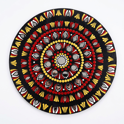 Handmade Lippan Art Mandala Wall Hanging | Vibrant Mirror Work Plate