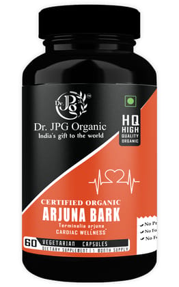 Dr. JPG Organic Herbals Arjuna Bark 60 veg Capsule for Heart wellness/India Orgnaic Certified.