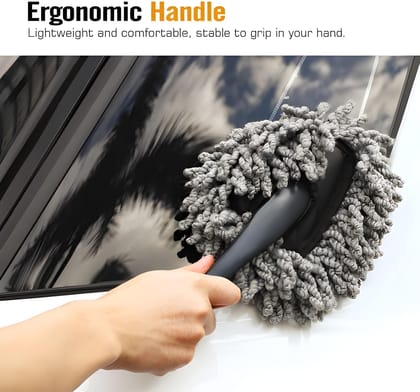 Mini Microfiber Duster Interior Cleaning Brush with Handle Multi-Purpose Soft Dust Cleaner for Car Dashboard, AC Vent, Furniture & Household Cleaning