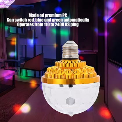 Colorful Disco Rotating Magic Ball LED Light Bulb with Socket Crystal RGB Party Stage Light for Birthday, Club, Bar, Halloween, Christmas & Home Decoration (Pack of 1)