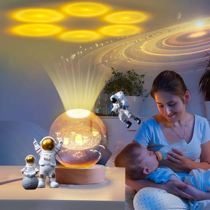 3D Crystal Ball Night Lamp with Wooden Base – Solar System Crystal Ball LED Night Light for Bedroom Décor, Table Decoration & Ideal Birthday Gift