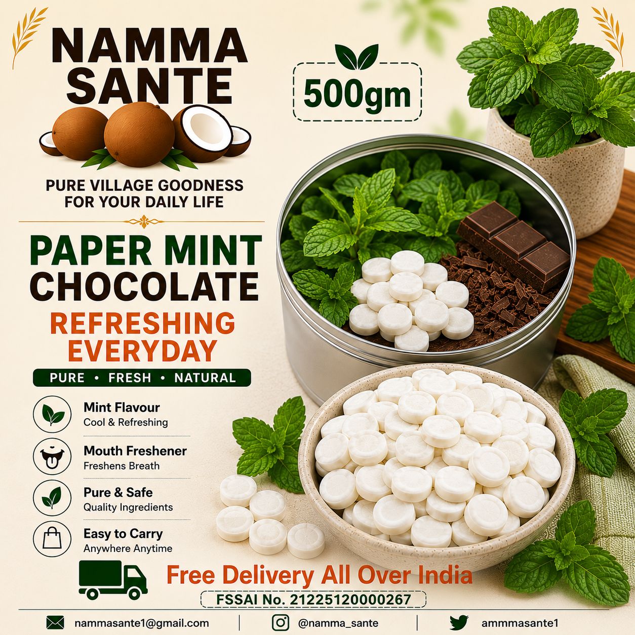 Paper Mint Chocolate, Mint Candy, Peppermint Tablet, Mouth Freshener Mint, Cooling Mint Chocolate 500gm