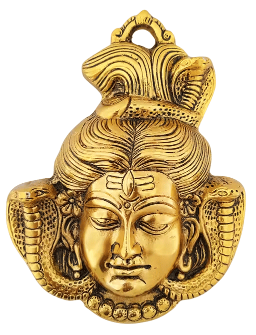 Collectible Brass Lord Shiva Face Wall Hanging Idol