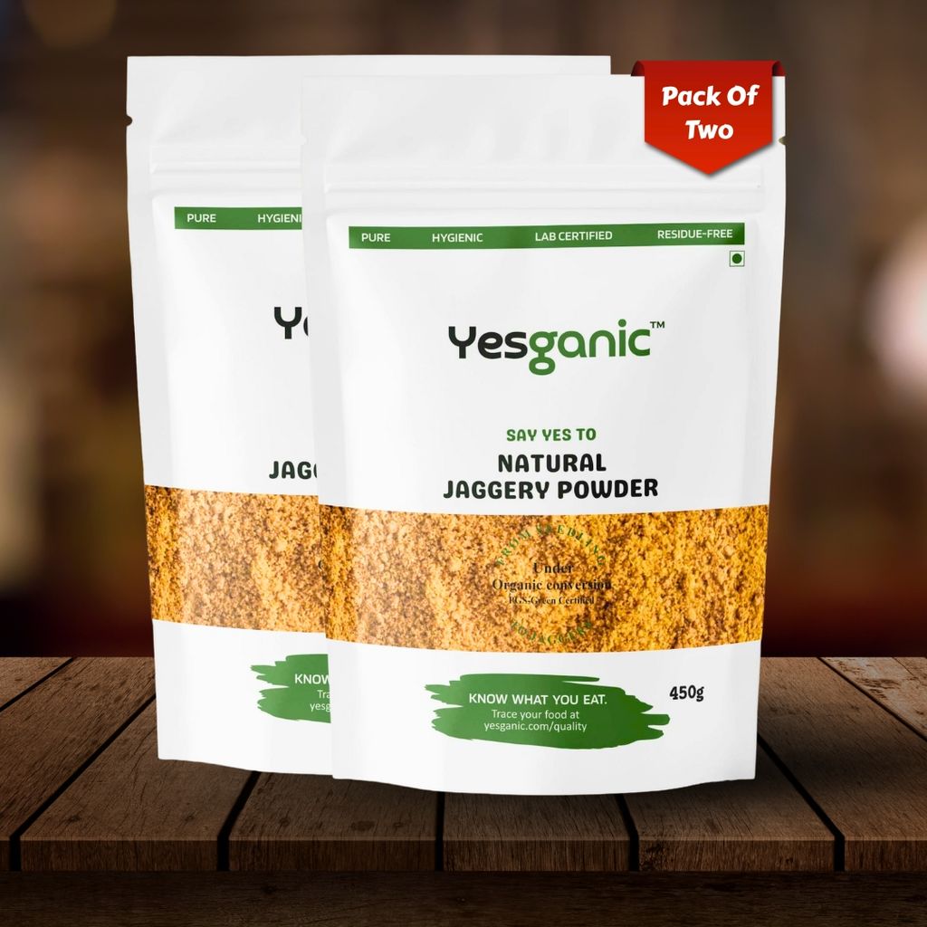 Yesganic Natural Jaggery Powder Pure, Hygienic, Lab-Tested & Chemical-Free (450 g)