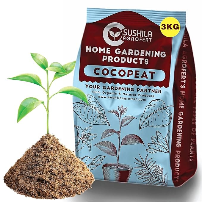 Sushila Agrofert Cocopeat with Vermicompost Added for Plants 3kg Gardening Soil Ready to Use Powder Best for Hydroponic Indoor Outdoor Coco Pit Plants Cocopeat Powder for Plants Home Garden Coco Coir