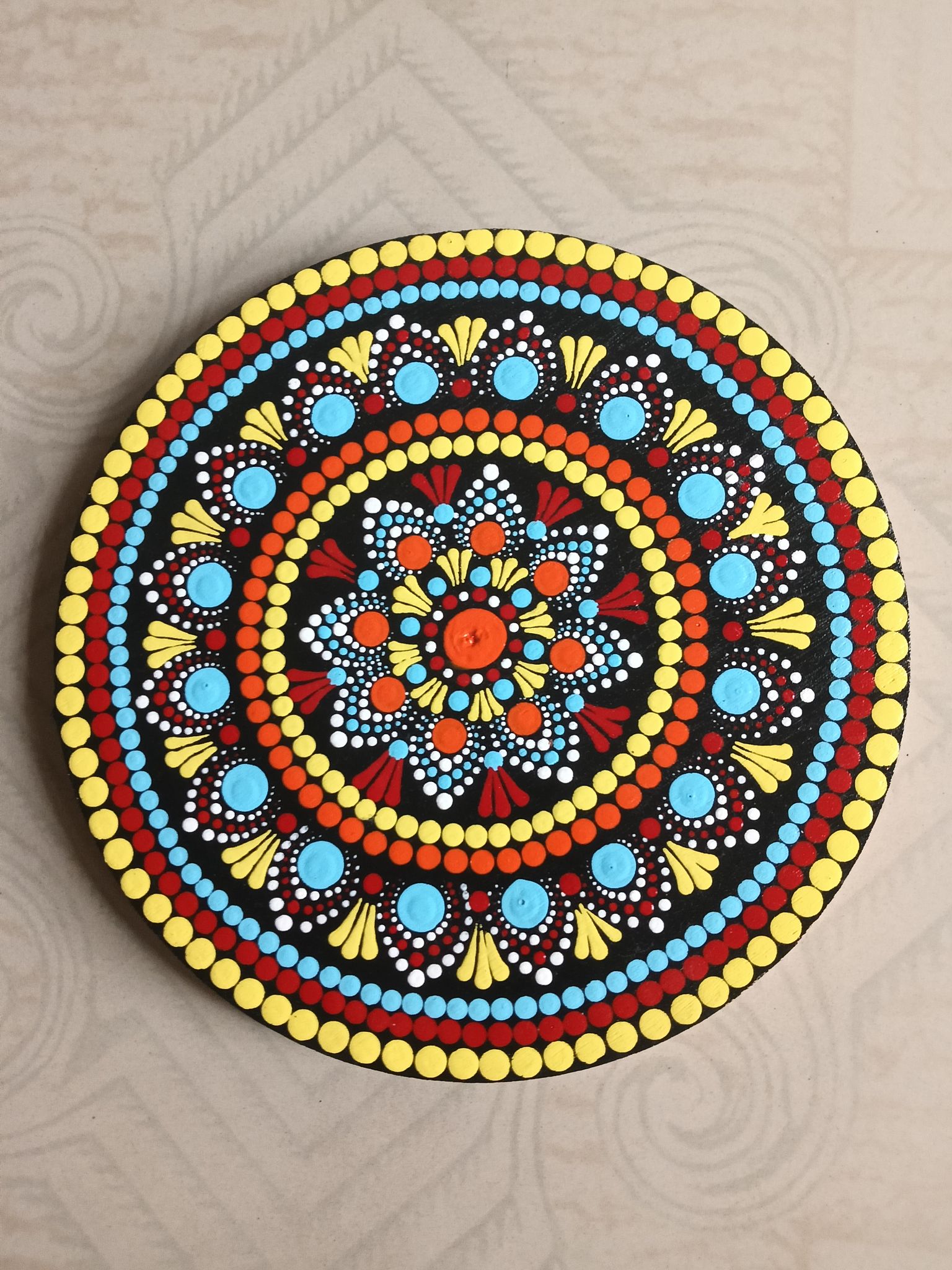 Colorful Festive Dot Mandala Home Decor Plaque