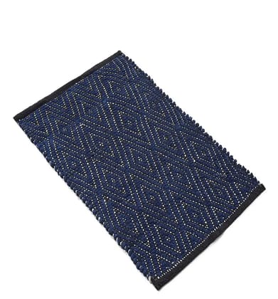 Blue Geometric Diamond Tufted Cotton Doormat Blue Geometric Diamond Tufted Cotton Doormat