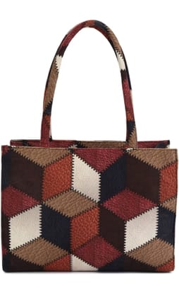 Geometric Patchwork Faux Leather Tote Bag for Women