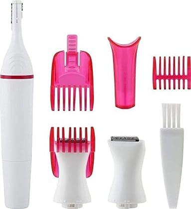 5 in 1 Sweet Trimmer, Battery Operated Beauty Safety Hair Remover Upper, Lip, Chin, Eyebrow, Bikini Trimmer, Underarm, Face for Women