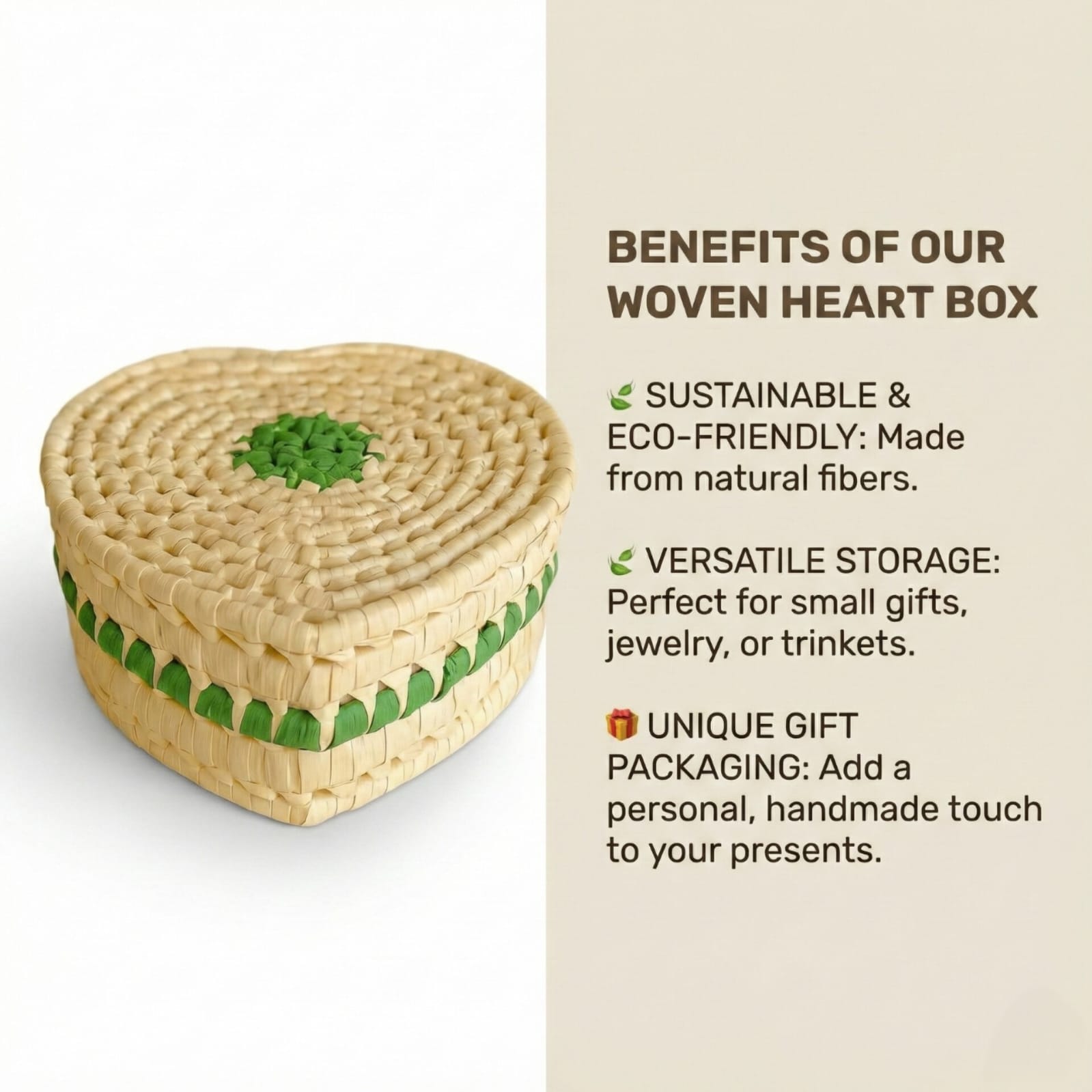 Palm Heart Storage Box – Handwoven Eco-Friendly Gift Organizer