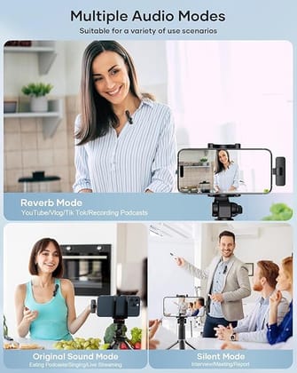K9 Dual Wireless Lavalier Microphone, Bluetooth Collar Mic for iPhone, Android USB-C Phones & Tablets, Plug & Play, Noise Cancelling, Clear Audio for YouTube, Vlogging, &, Interviews