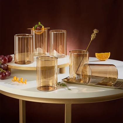 Borosil Borosilicate Aura x6 Sunset Drinking Glass Tumbler, Medium , 295ml