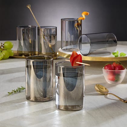 Borosil Borosilicate Aura x6 Midnight Drinking Glass Tumbler, Medium , 295ml