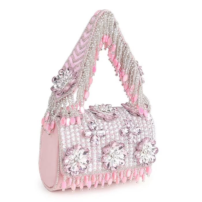 Pink & Silver Suede Handbag