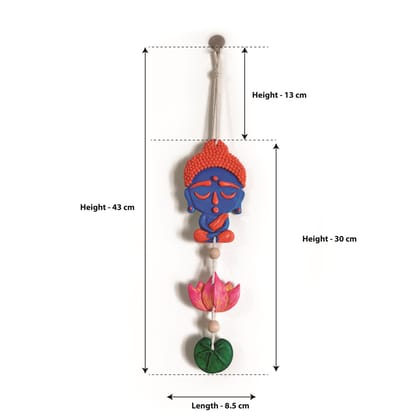 Buddha and Lotus Cement Sculpture Wall Hanging Blue Orange