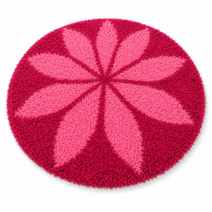 Round Pink Flower Doormat, 24 Inch Non-Slip Shaggy Bath Rug.