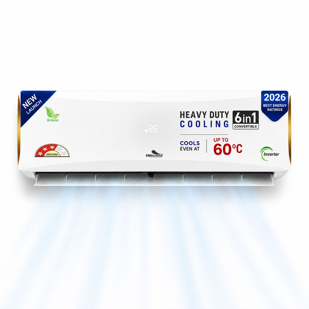 INDcool Heavy Duty Dubai Series 1.5 Ton 3 Star Inverter Split AC (2026 Model IDCACSBFE18K3D), Cooling up to 60°C, 100% Copper Condenser, Blue Fin Anti-Rust Coating, Turbo Cooling
