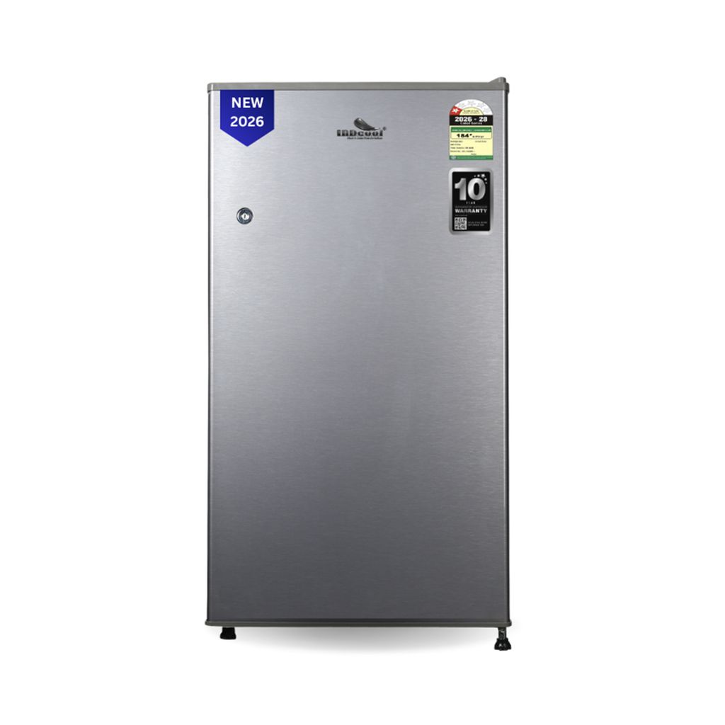 INDcool 100L Compact Mini Bar Refrigerator with Freezer, Direct Cool Single Door Fridge for Bedroom, Hostel & Office, Energy Efficient Design, Brushed Steel Finish, 2026 Model IDC100SDC1