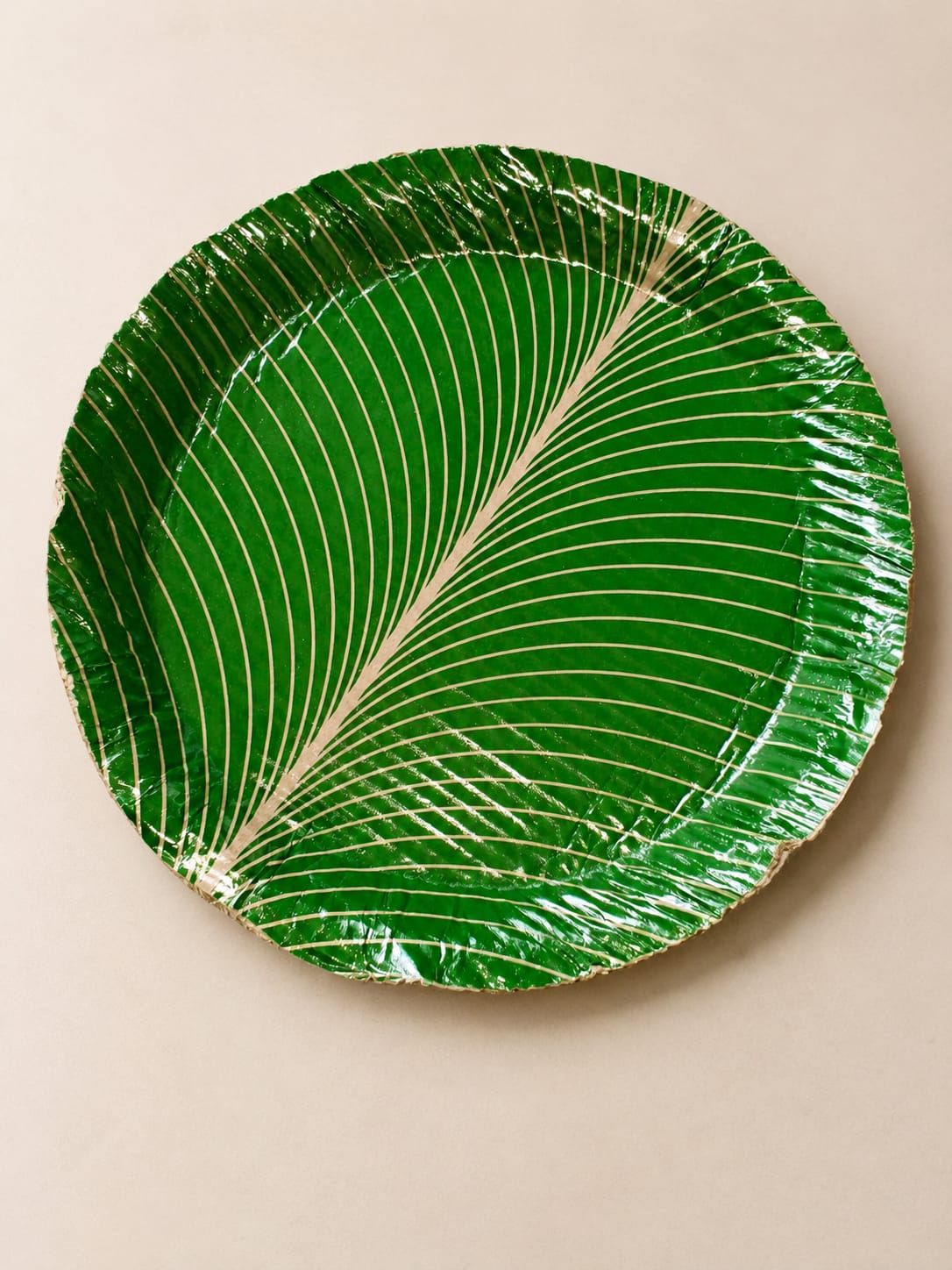 Disposable Round Eco-Friendly Leaf Pattern Paper Plate(pack of 10)
