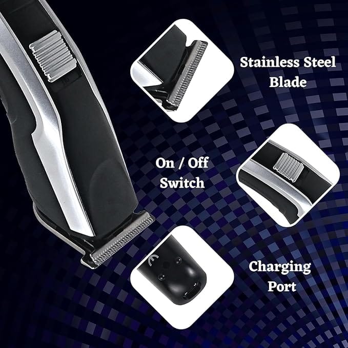 Professional Rechargeable Hair & Beard Trimmer for Men – Cordless Grooming Machine