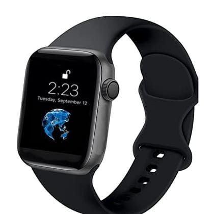 Smart Watch with Black Silicone Strap