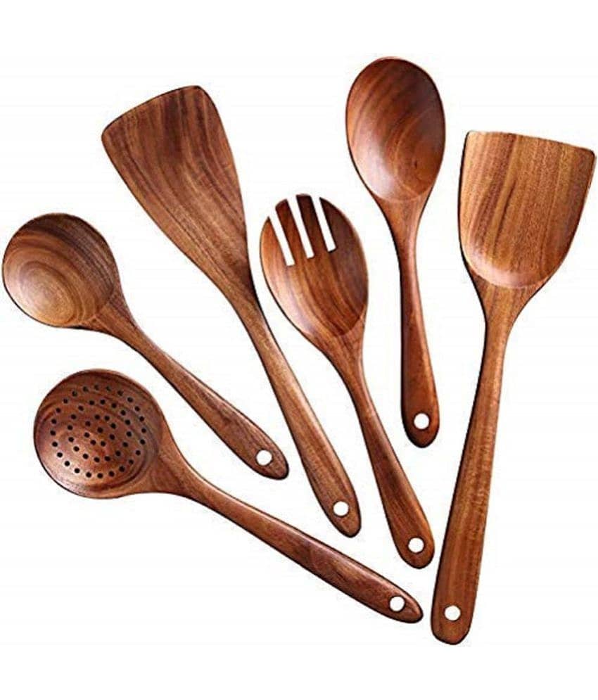 TFS - Brown Wood Mixing Spatula ( Pack of 4 )