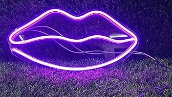 fabsouk Kiss Neon Signs Kids Room Decor Purple Led Neon Sign Plug in Wall Light Party Supplies Girls Boy Room Decor Neon Light Sign for Bedroom Wall Decor (13x7 in)