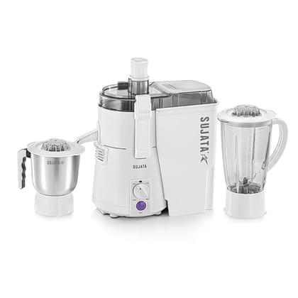 Sujata Powermatic Plus Juicer Mixer Grinder|900 Watts Double Ball Bearing Motor|22000 RPM, 1000ml Grinder Jar| (White)