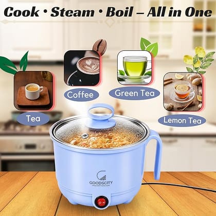 GOODSCITY Multifunctional 3-in-1 Electric Kettle 1.5L| Stainless Steel Pot with Steamer & Egg Tray 