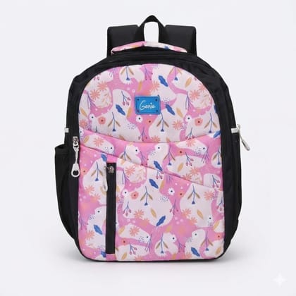 Genie Printed 17 Inch School Backpack with Multiple Pockets and Side Bottle Holders