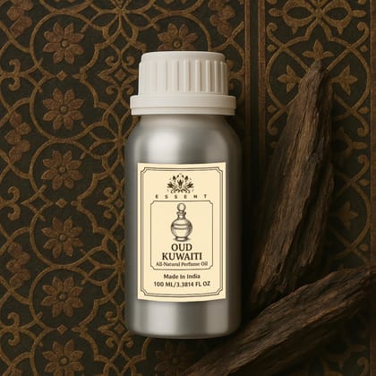 Essent Oud Kuwaiti Unisex Roll-On Attar 3.38 fl. oz. (100 ml) | Long-Lasting Natural Fragrance | Alcohol-Free Perfume Oil