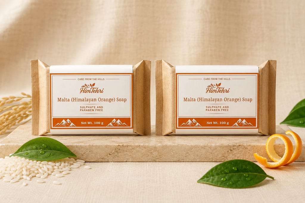 HimTehri Malta (Himalayan Orange) Soap Pack of 2 | Natural Herbal Bath Soap | Sulphate & Paraben Free | 2 x 100g