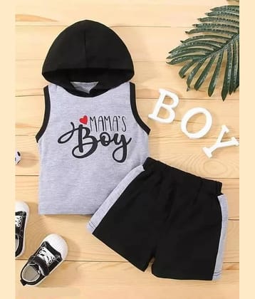 CUTEVIBE Pack of 1 Boys Cotton Blend T-Shirt & Shorts Set ( Grey Melange )