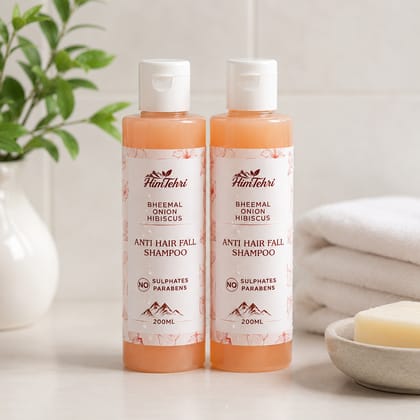 HimTehri Bheemal Onion Hibiscus Anti Hair Fall Shampoo | Sulphate & Paraben Free Herbal Shampoo | Nourishes Scalp & Strengthens Hair | Pack of 2 x 200ml