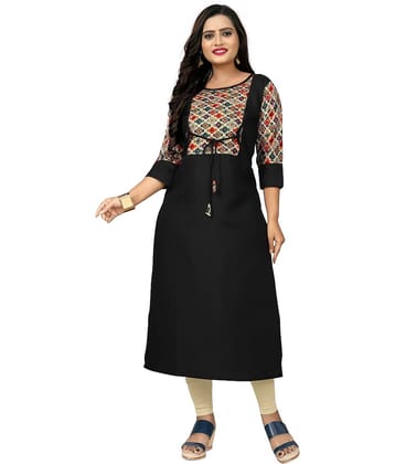 Rangrasiya - Black Cotton Blend Women's Straight Kurti ( Pack of 1 )