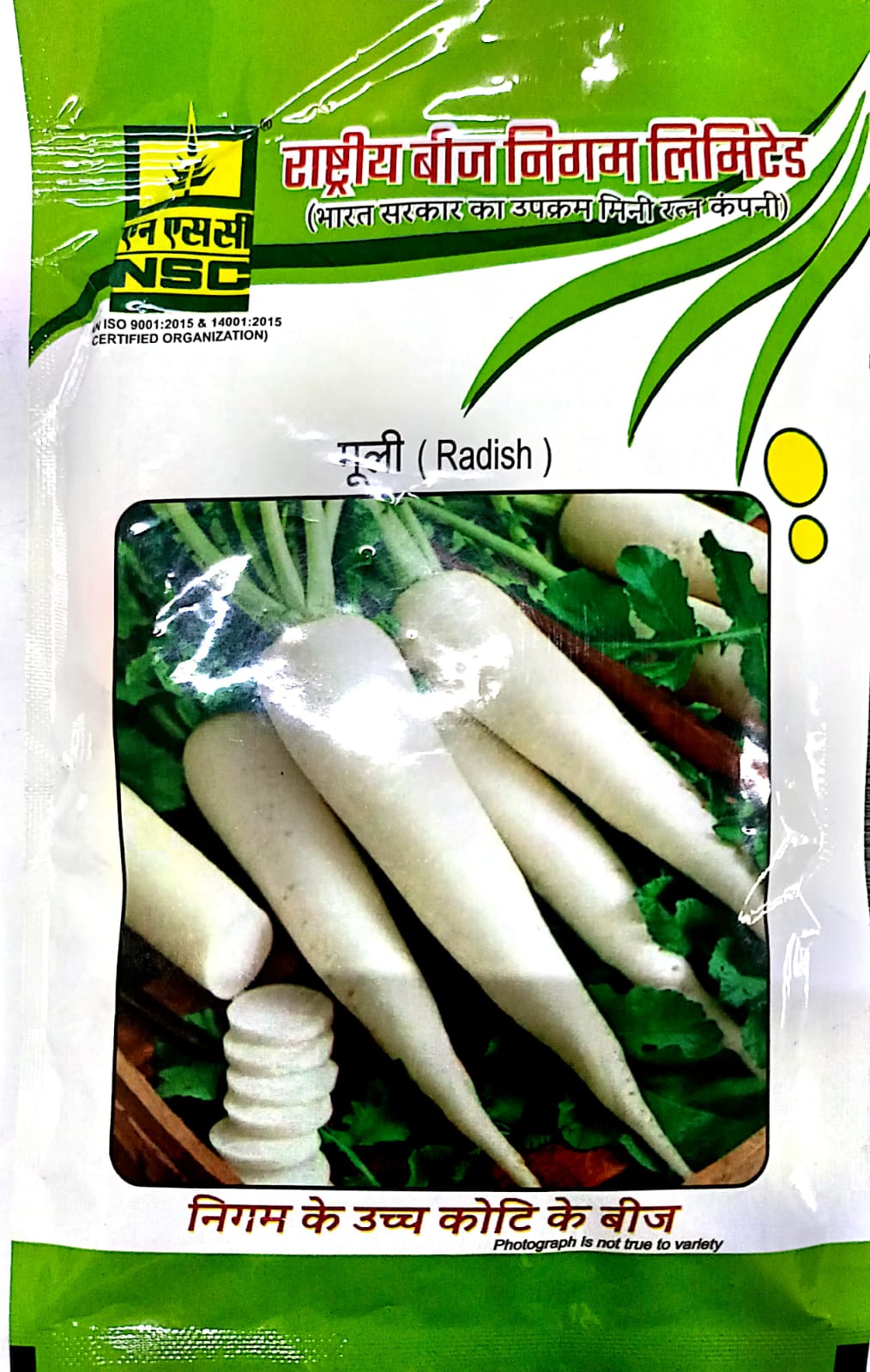 Nsc Radish (Mooli) Seeds - Variety Kashi Aadra - High-Quality T/L Seeds - 100 Gms Pouch
