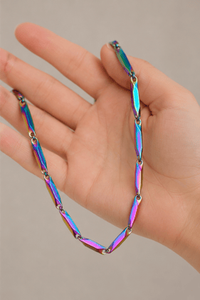 Rainbow Multicolored Twist Link Chain Necklace