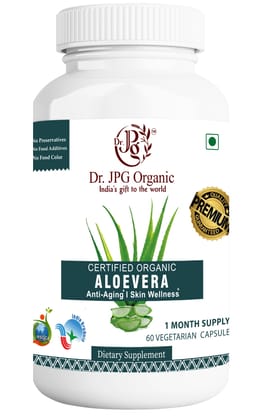 Dr JPG Organic herbals Aloe Vera Capsules 60 Veg Capsules/Helps Rejuvinate Skin and Hair/INDIA ORGANIC Certified. (Pack Of 1)