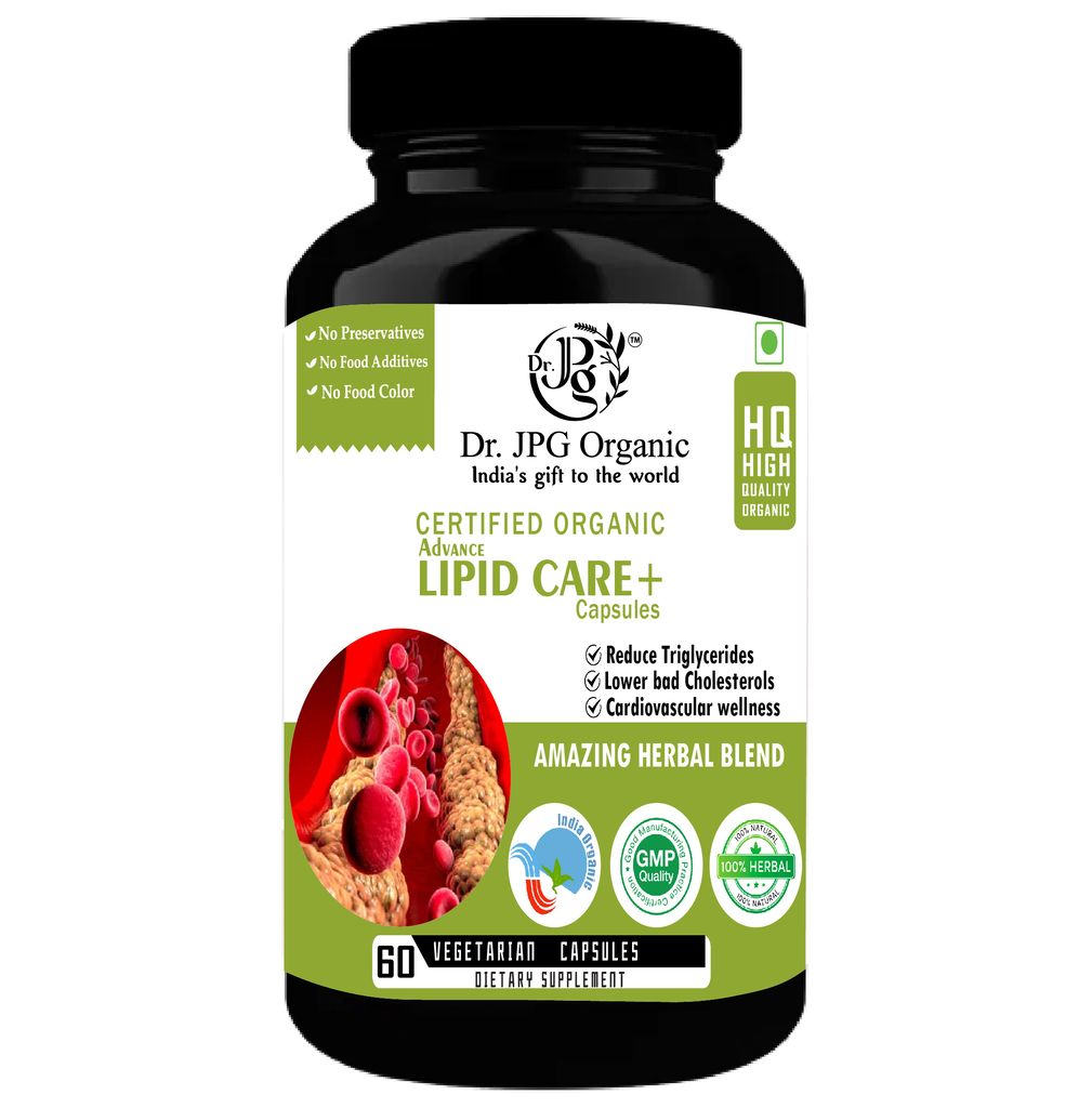 Dr JPG Organic Herbals Lipid care capsules 500mg 60veg capsules | for Cholesterol Levels and Heart Health|NDIA Organic Certified.